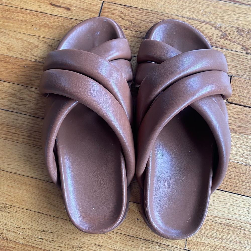 Anine Bing Lizzie Slides in Cognac